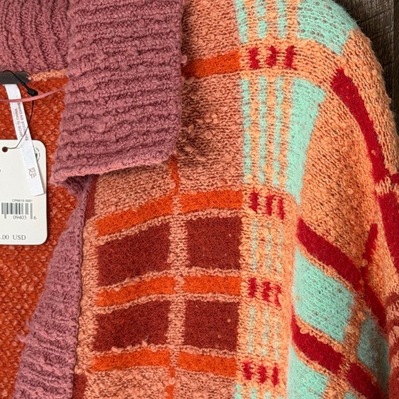 Free People Multicolor Plaid V-Neck Sweater - Picture 5 of 9